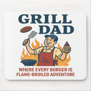 Tapis De Souris Grill Dad - Aventure à la flamme