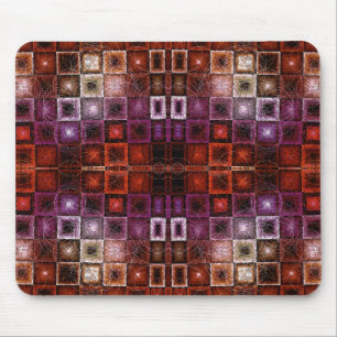 Tapis De Souris Grille géométrique rouge et violet symétrique avec