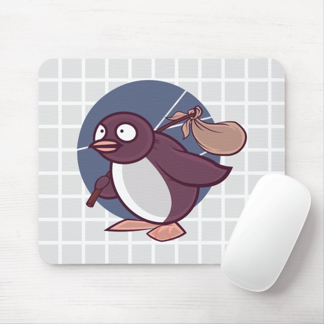 Tapis de Souris Grille Manchot Voyageur (Avec souris)