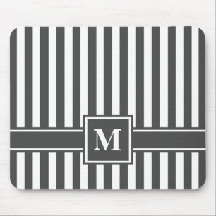 Tapis De Souris Grille moderne au charbon de bois avec monogramme