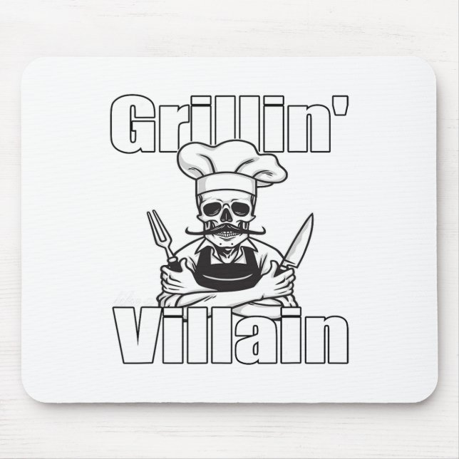 Tapis De Souris Grillin Comme Un Vilain Bbq Grillin Et Chillin Gri (Devant)