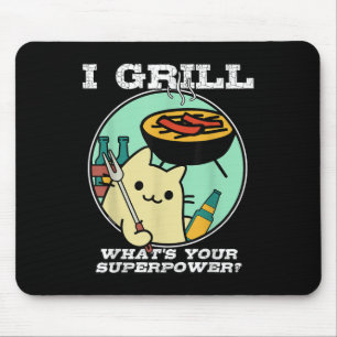 Tapis De Souris Grilling de chats Superpuissance Camping Bbq Funny