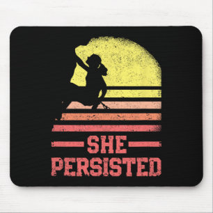 Tapis De Souris Grimpeuse féminine d'escalade de roche silhouette
