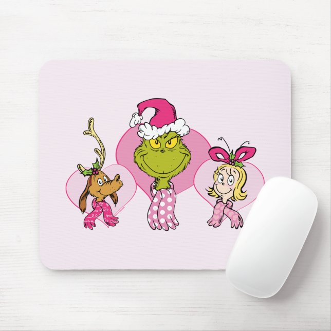 Tapis De Souris Grinch Crew in Pink Valentine's Portrait (Avec souris)