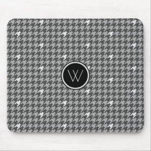 Tapis De Souris Gris avec Houndstooh Accent Argent Mousepad