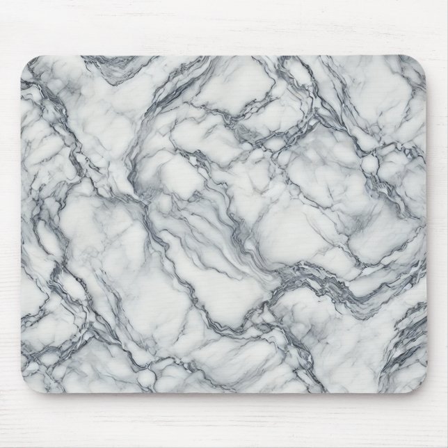 Tapis De Souris Gris Chic & Aspect Marbre Blanc Glamour (Devant)