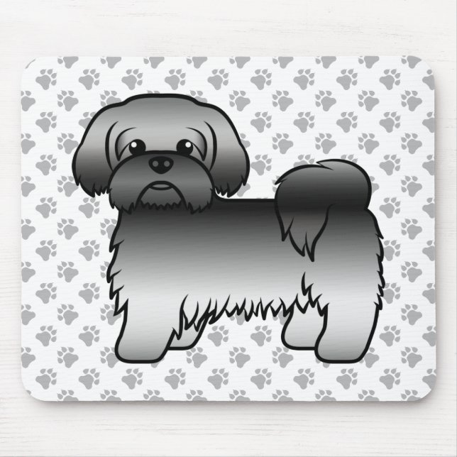 Tapis De Souris Gris Chih Tzu Cute Dessin Dessin Chien Illustratio (Devant)