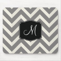 Gris et blanc Trappes Chevron avec Monogramme
