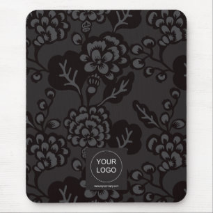 Tapis De Souris Gris et noir Vibrant et Gras motif floral