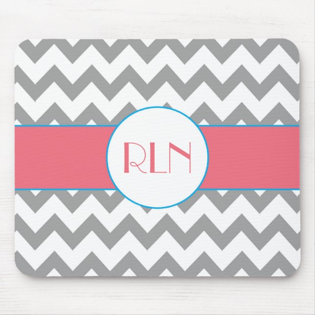 Tapis de souris gris et rose de monogramme de (Devant)