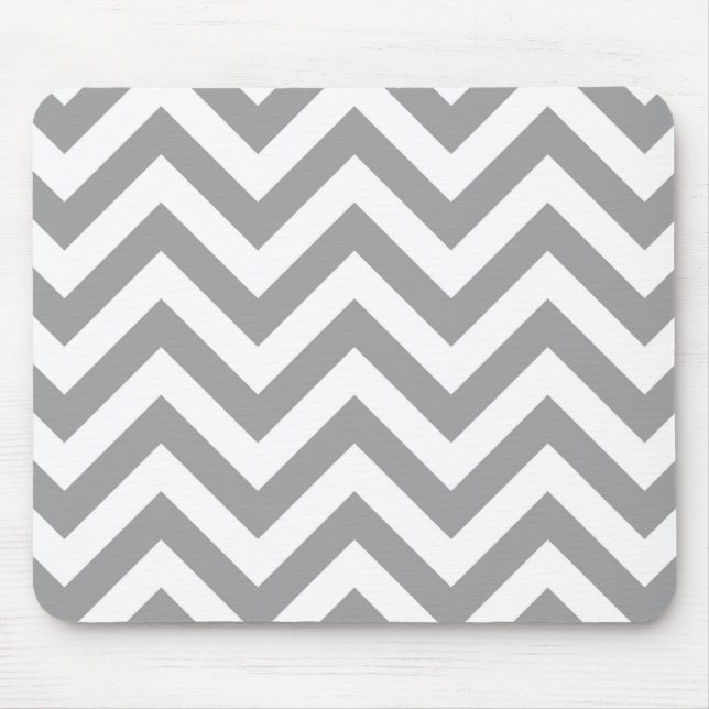 Tapis De Souris Gris foncé Blanc Grand Motif Chevron ZigZag (Devant)