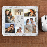 Tapis De Souris Gris Marbre 7 Photo Collage - Love Life with You<br><div class="desc">Panier de souris de collage photo moderne que vous pouvez personnaliser avec 7 de vos photos préférées. Le modèle est configuré pour vous permettre d'ajouter vos photos, en travaillant dans le sens des aiguilles d'une montre en haut à gauche. Vos photos sont mises contre un marbre d'aquarelle design en gris...</div>