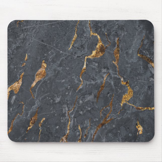 Tapis De Souris Gris Marbre Froid Or (Devant)