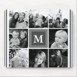 Tapis De Souris Gris Monogramme Famille Photo Collage<br><div class="desc">Collage Photo Famille Monogram. Personnalisez ce design personnalisé avec votre propre monogramme initial ou texte.</div>