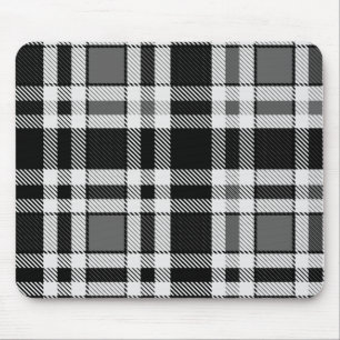 Tapis De Souris Gris Noir Blanc Flanné Plaid Tartan Design