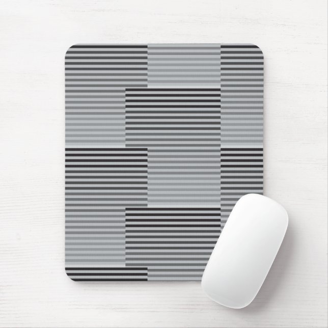 Tapis De Souris Gris, Noir, Rayures Blanches (Avec souris)