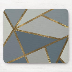 Tapis de souris gris ombré et bronze doré géométri