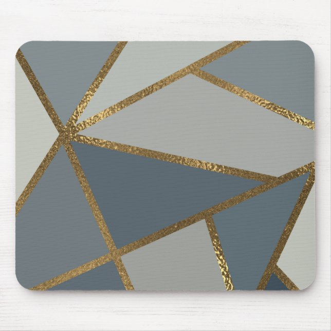 Tapis de souris gris ombré et bronze doré géométri (Devant)