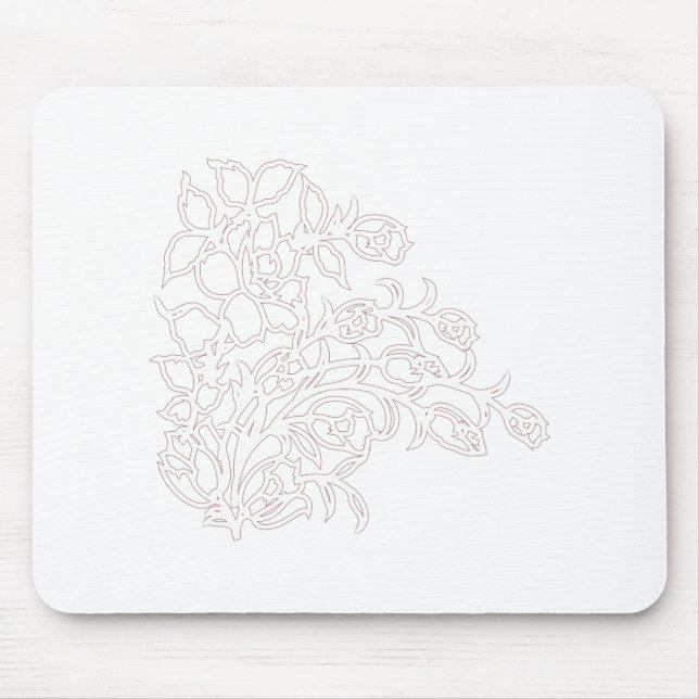 Tapis De Souris Gris pâle, Lait Blanc, design floral (Devant)