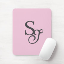 Gris script initial monogramme rose
