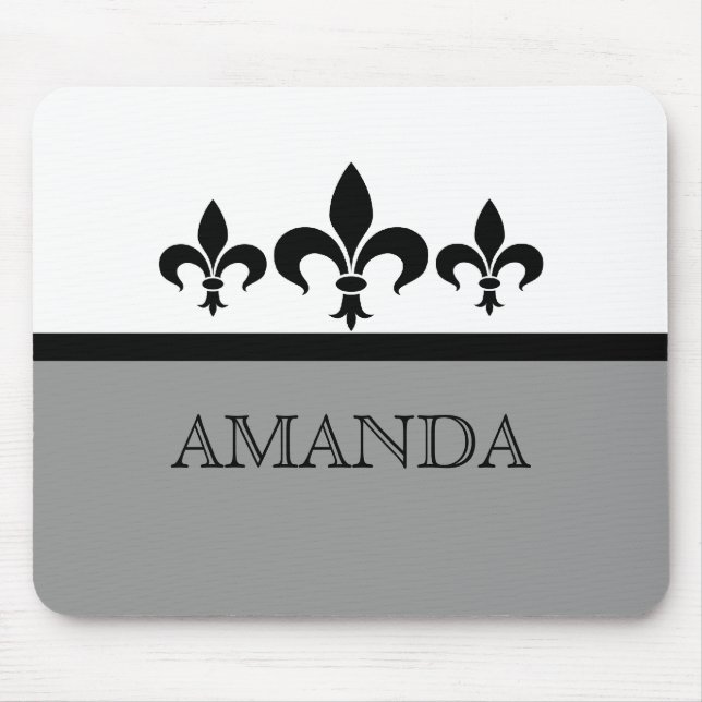 Tapis De Souris Gris Swanky Fleur De Lis Mousepad (Devant)