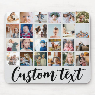 Tapis De Souris Gris tendance 24 grille photo texte personnalisé M