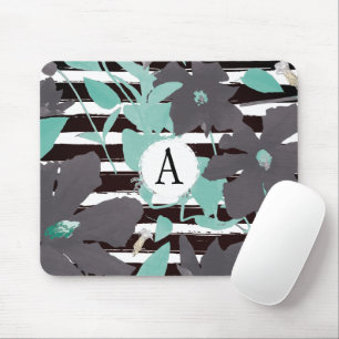 Tapis De Souris Gris Turquoise monogramme