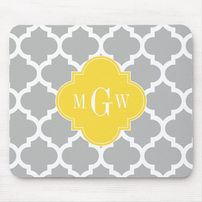 Tapis De Souris Gris Whats Marocain #5 Ananas 3 Monogramme initial (Devant)