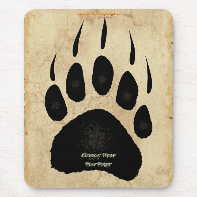 Tapis De Souris Grizzly Bear Empreinte de patte de la faune Mousep (Devant)