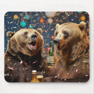 Tapis De Souris Grizzly Oear Animal Fun Party fête heureux
