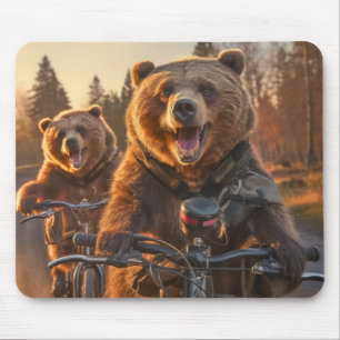 Tapis De Souris Grizzly Oear Animal Fun Vélo Vélo Happy Relax