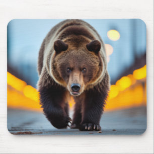 Tapis De Souris Grizzly Oear Animaux sauvages dans la rue