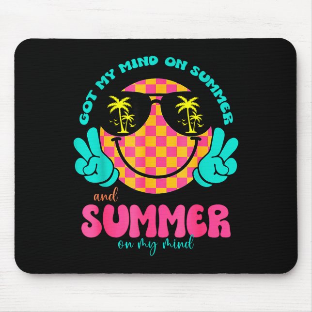Tapis De Souris Groovy Happy Face Summer Vibes Got My Mind On Summ (Devant)