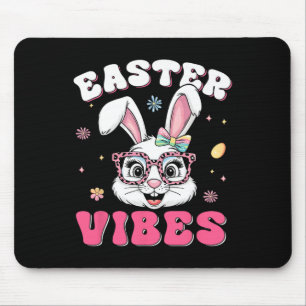 Tapis De Souris Groovy Joyeuses Pâques Lapin Mignon Visage Femmes