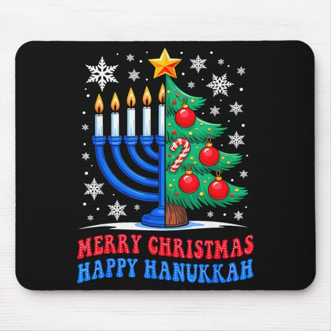 Tapis De Souris Groovy Merry Chrismukkah Happy Christmas Hanukkah  (Devant)