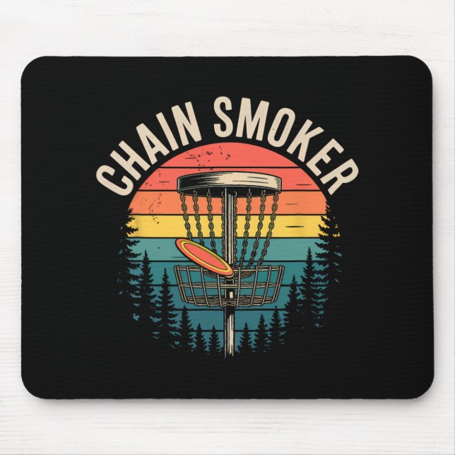 Tapis De Souris Gros fumeur drôle de disque de golf arbre chaînes  (Devant)