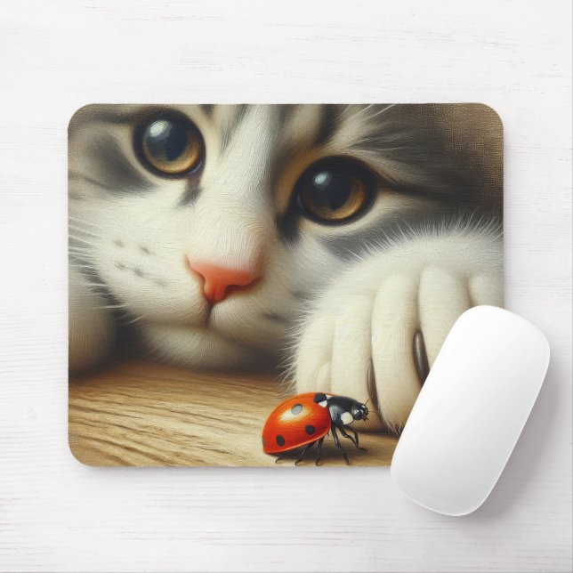 Tapis De Souris Gros plan avec une coccinelle (Avec souris)