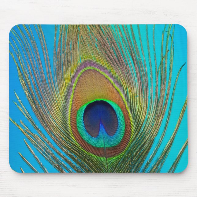 Tapis De Souris Gros plan de plume de paon (Devant)