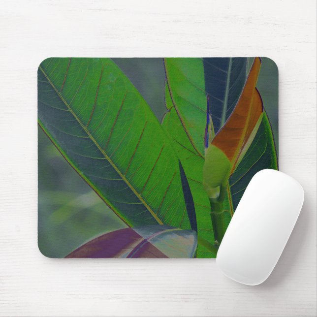 Tapis De Souris Gros plan des Feuilles verts (Avec souris)