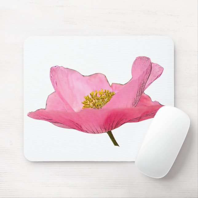 Tapis De Souris Gros plan sur le coquelicot rose flottant (Avec souris)