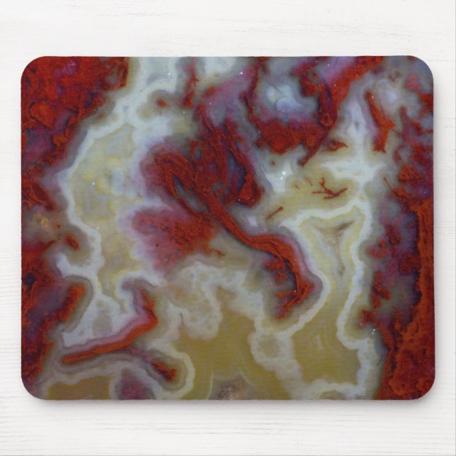 Tapis De Souris Gros plan sur une dalle d'agate mousse rouge (Devant)