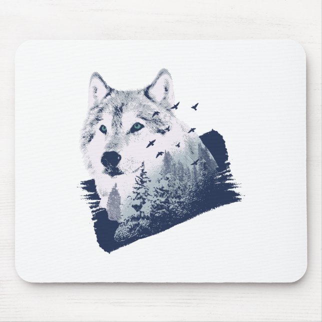 Tapis De Souris Grosse Forêt Bleue Wolf (Devant)
