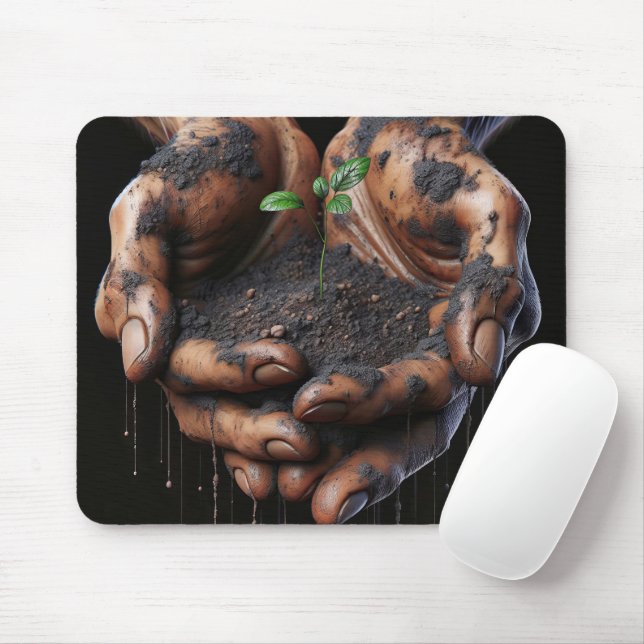 Tapis De Souris Grosses mains tenant un écouvillon d'arbre (Avec souris)