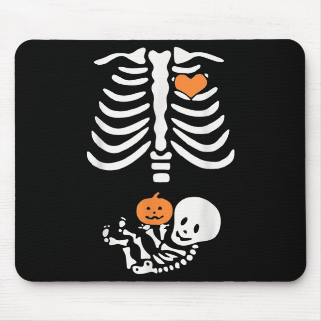 Tapis De Souris Grossesse de squelette de maternité d'Halloween Bé (Devant)