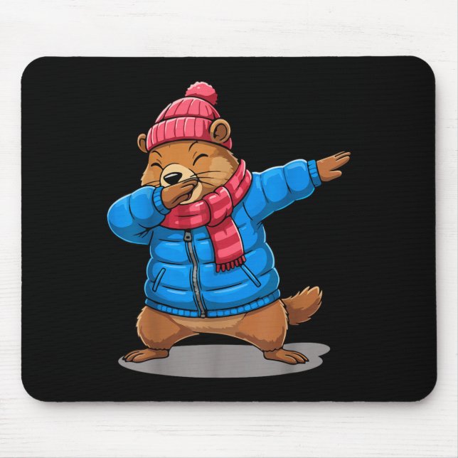 Tapis De Souris Groundhog Dabbing Groundhog Funny February 2 Groun (Devant)