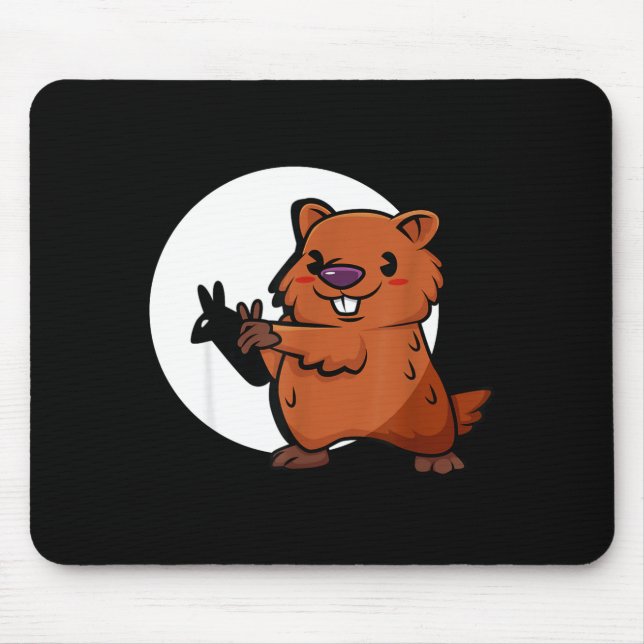 Tapis De Souris Groundhog Day Shadow Puppet Cute Rodent Costume Fu (Devant)