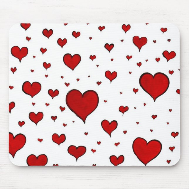 Tapis de souris groupe de cœurs rouges (Devant)