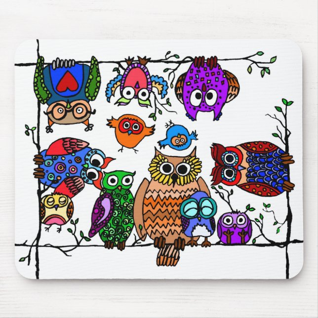 Tapis De Souris Groupe de hiboux (Devant)