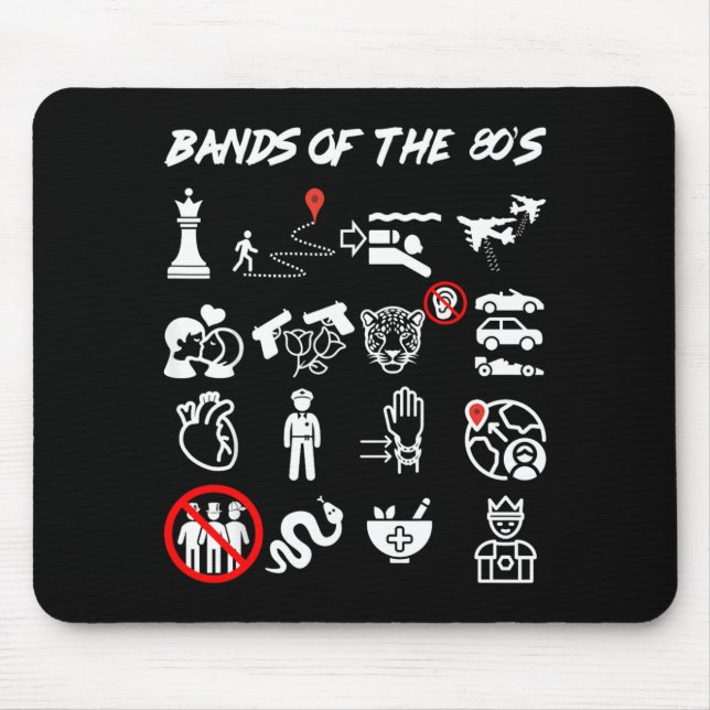 Tapis De Souris Groupes de Pop Rock Emblématiques et Ringards des  (Devant)