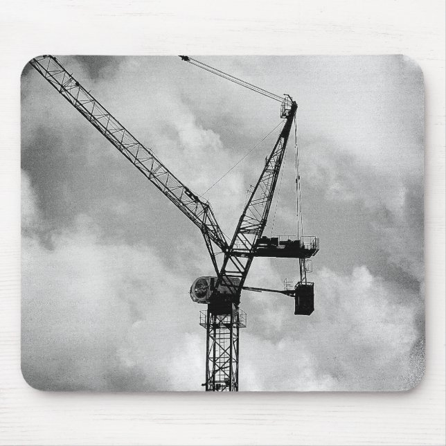 Tapis De Souris Grue à tour - noire et blanche (Devant)